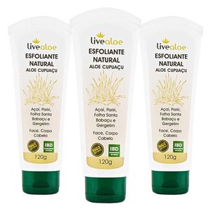 Kit 3x Exfoliante Natural Aloe Cupuaçu (Açaí, Pariri, Folha Santa, Babaçu y Sésamo) 120ml - LiveAloe