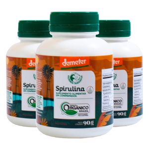 Kit 3x Espirulina Orgánica 90g 180 Comprimidos - Fazenda Tamanduá