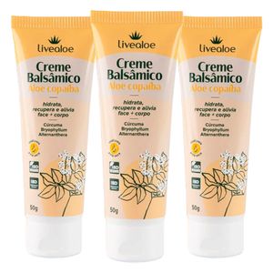 Kit 3x Crema Balsámica con Aloe Copaiba (Cúrcuma, Bryophyllium, Alternanthera) 50 g - LiveAloe