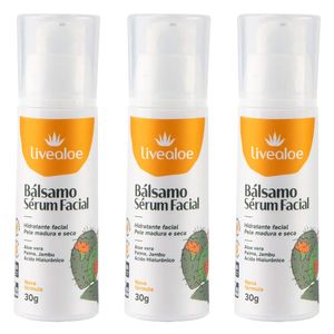 Kit 3x Serum Bálsamo Facial (Aloe Vera, Moringa, Néctar de Uva, Colágeno Vegetal y Ácido Hialurónico) 30ml - LiveAloe