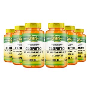 Kit 6x Cloruro de Magnesio PA + Vitamina B6 (810mg) 120 Cápsulas Vegetarianas - Unilife