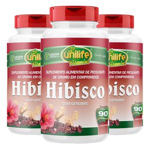 Kit 3x Hibisco Con Jengibre (500mg) 90 Comprimidos - Unilife