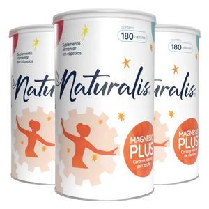 Kit 3x Magnesio Plus 180 Cápsulas - Natural