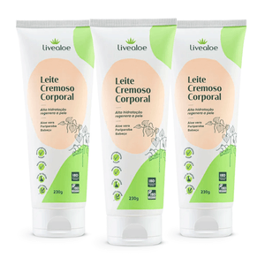 Kit 3x Leche Cremosa (Aloe Vera, Babasú, Uva, Crema Corporal De Poriparoba) 230g - LiveAloe