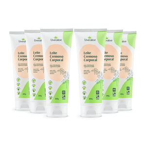 Kit 6x Leche Cremosa (Aloe Vera, Babaçu, Uva, Crema Corporal Poriparoba) 230g - LiveAloe
