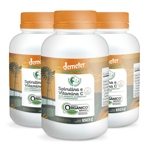 Kit 3x Espirulina Orgánica Con Vit C (500mg) 180g 360 Comprimidos - Fazenda Tamanduá