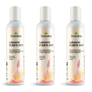 Kit 3x Jabón Purificante (Aloe Vera, Azafrán, Pariri Purslane, Losna, Melaleuca) 200ml - LiveAloe