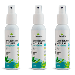 Kit 3x Desodorante Natural Sin Fragancia (Aloe vera, Pariri, Lipia) 120 ml - LiveAloe