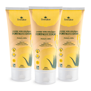 Kit 3x Crema Fortalecedora para el Cabello Sin Aclarado (Aloe Vera, Noni, Cupuaçu y Aceites Esenciales) 200ml - LiveAloe