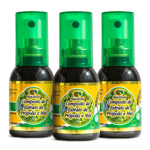 Kit 3x Spray de Propóleo Verde con Miel 30ml - Apis Brasil